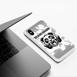 Чехол iPhone XS Max матовый Breaking Benjamin рок панда на светлом фоне, цвет: 3D-белый — фото 2