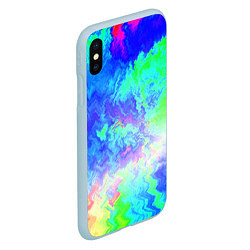 Чехол iPhone XS Max матовый Сине-зелёная кислота тай-дай, цвет: 3D-голубой — фото 2