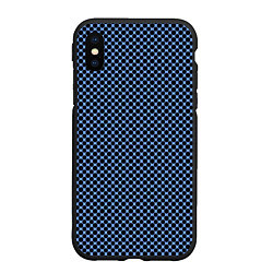 Чехол iPhone XS Max матовый Паттерн чёрно-голубой мелкие шестигранники, цвет: 3D-черный