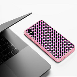 Чехол iPhone XS Max матовый Чёрно-розовые ячейки, цвет: 3D-баблгам — фото 2