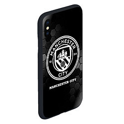 Чехол iPhone XS Max матовый Manchester City sport на темном фоне, цвет: 3D-черный — фото 2