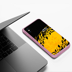 Чехол iPhone XS Max матовый KTM - оранжевые разломы, цвет: 3D-розовый — фото 2