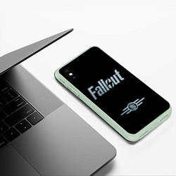 Чехол iPhone XS Max матовый Fallout - Logo, цвет: 3D-салатовый — фото 2