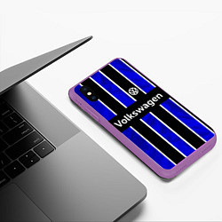 Чехол iPhone XS Max матовый Фольцваген - черный и синий, цвет: 3D-фиолетовый — фото 2