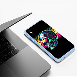 Чехол iPhone XS Max матовый Cyber skull - ai art fantasy, цвет: 3D-голубой — фото 2