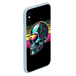 Чехол iPhone XS Max матовый Cyber skull - ai art fantasy, цвет: 3D-голубой — фото 2