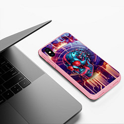 Чехол iPhone XS Max матовый Cyber art skull - steel metal, цвет: 3D-баблгам — фото 2