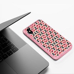 Чехол iPhone XS Max матовый Бирюзово-розовый геометричный треугольники, цвет: 3D-баблгам — фото 2