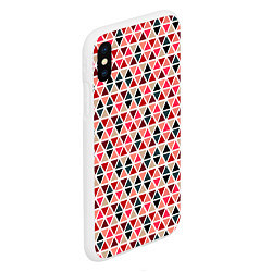 Чехол iPhone XS Max матовый Бирюзово-розовый геометричный треугольники, цвет: 3D-белый — фото 2