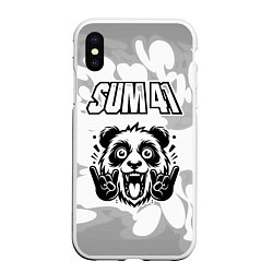 Чехол iPhone XS Max матовый Sum41 рок панда на светлом фоне, цвет: 3D-белый