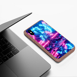 Чехол iPhone XS Max матовый Разбитая неоновая вывеска - мегаполис, цвет: 3D-коричневый — фото 2