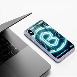 Чехол iPhone XS Max матовый Неоновая вывеска - свечение, цвет: 3D-светло-сиреневый — фото 2