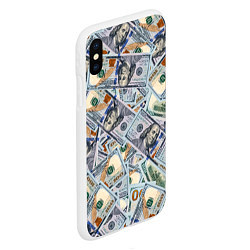 Чехол iPhone XS Max матовый Банкноты сто долларов, цвет: 3D-белый — фото 2