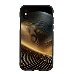 Чехол iPhone XS Max матовый Золотые линии с шариками, цвет: 3D-черный