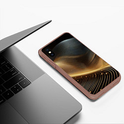 Чехол iPhone XS Max матовый Золотые линии с шариками, цвет: 3D-коричневый — фото 2