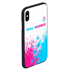 Чехол iPhone XS Max матовый Real Madrid neon gradient style посередине, цвет: 3D-черный — фото 2