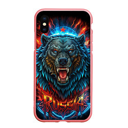 Чехол iPhone XS Max матовый Russia bear, цвет: 3D-баблгам