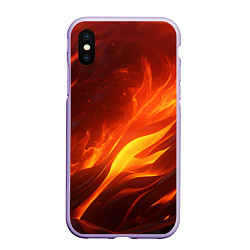 Чехол iPhone XS Max матовый Яркие языки пламени, цвет: 3D-светло-сиреневый