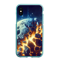 Чехол iPhone XS Max матовый Взрыв планеты - космос от нейросети, цвет: 3D-мятный