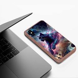 Чехол iPhone XS Max матовый Космическая пантера - нейросеть, цвет: 3D-коричневый — фото 2