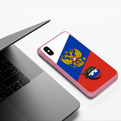 Чехол iPhone XS Max матовый Россия - на страже, цвет: 3D-малиновый — фото 2