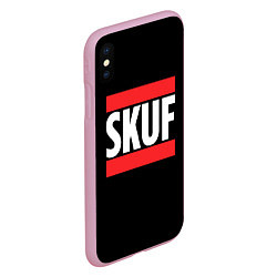 Чехол iPhone XS Max матовый Skuf красные линии, цвет: 3D-розовый — фото 2