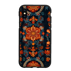 Чехол iPhone XS Max матовый Текстуры в славянском стиле, цвет: 3D-черный