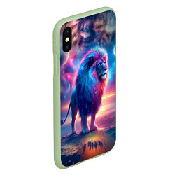 Чехол iPhone XS Max матовый Space lion - ai art fantasy, цвет: 3D-салатовый — фото 2