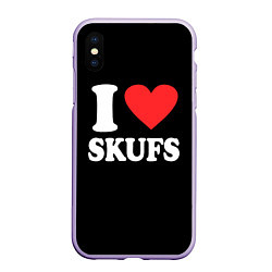 Чехол iPhone XS Max матовый I love skufs, цвет: 3D-светло-сиреневый