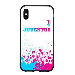 Чехол iPhone XS Max матовый Juventus neon gradient style посередине, цвет: 3D-черный