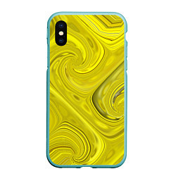 Чехол iPhone XS Max матовый Желтая абстракция, цвет: 3D-мятный