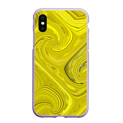 Чехол iPhone XS Max матовый Желтая абстракция, цвет: 3D-светло-сиреневый