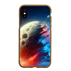 Чехол iPhone XS Max матовый Разрыв космического тела - нейросеть, цвет: 3D-коричневый