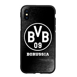 Чехол iPhone XS Max матовый Borussia sport на темном фоне, цвет: 3D-черный