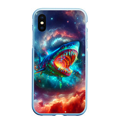 Чехол iPhone XS Max матовый Пасть космической акулы - нейросеть, цвет: 3D-голубой