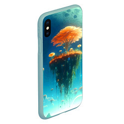 Чехол iPhone XS Max матовый Сказочное космическое дерево - нейросеть, цвет: 3D-мятный — фото 2