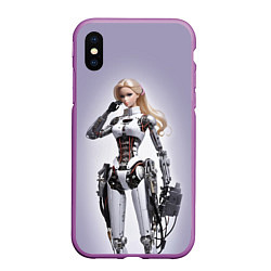 Чехол iPhone XS Max матовый Barbie cyberpunk - ai art fantasy, цвет: 3D-фиолетовый