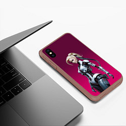 Чехол iPhone XS Max матовый Beauty cyber Barbie - ai art fantasy, цвет: 3D-коричневый — фото 2