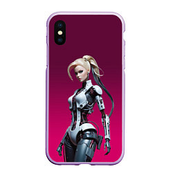 Чехол iPhone XS Max матовый Beauty cyber Barbie - ai art fantasy, цвет: 3D-сиреневый