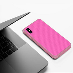 Чехол iPhone XS Max матовый Фуксия в тонкую полоску, цвет: 3D-малиновый — фото 2