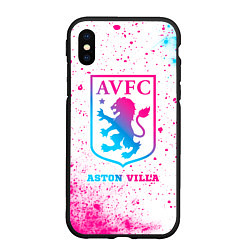 Чехол iPhone XS Max матовый Aston Villa neon gradient style, цвет: 3D-черный