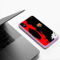 Чехол iPhone XS Max матовый Barcelona fc краски спорт, цвет: 3D-сиреневый — фото 2