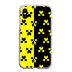 Чехол iPhone XS Max матовый Minecraft logo brend online, цвет: 3D-сиреневый