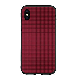 Чехол iPhone XS Max матовый Тёмный красный клетчатый, цвет: 3D-черный