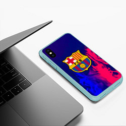 Чехол iPhone XS Max матовый Barcelona fc club gradient, цвет: 3D-мятный — фото 2