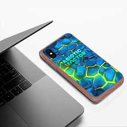 Чехол iPhone XS Max матовый Abiotic Factor logo bright neon, цвет: 3D-коричневый — фото 2