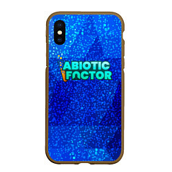 Чехол iPhone XS Max матовый Abiotic Factor logo blue neon, цвет: 3D-коричневый