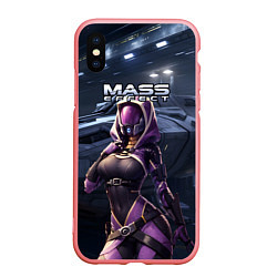 Чехол iPhone XS Max матовый Mass Effect ТалиЗора и космический корабль, цвет: 3D-баблгам