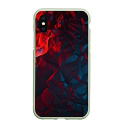 Чехол iPhone XS Max матовый Темная абстракция с разломом красных плит