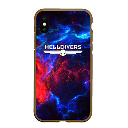 Чехол iPhone XS Max матовый Helldivers: Space Logo, цвет: 3D-коричневый